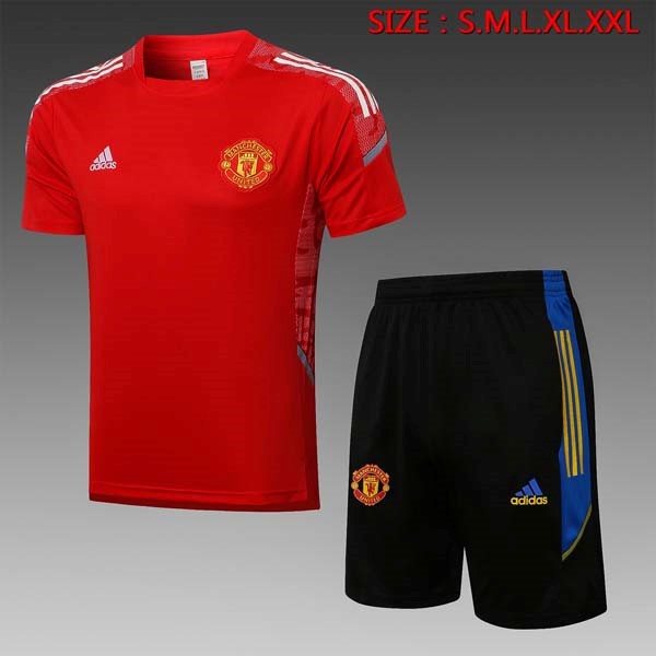 Trainingsshirt Manchester United Komplett Set 2022 Rote Schwarz 1